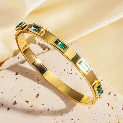 Gold Crystal Nail Head Cross Stainless Steel Women's Cuff Bracelet