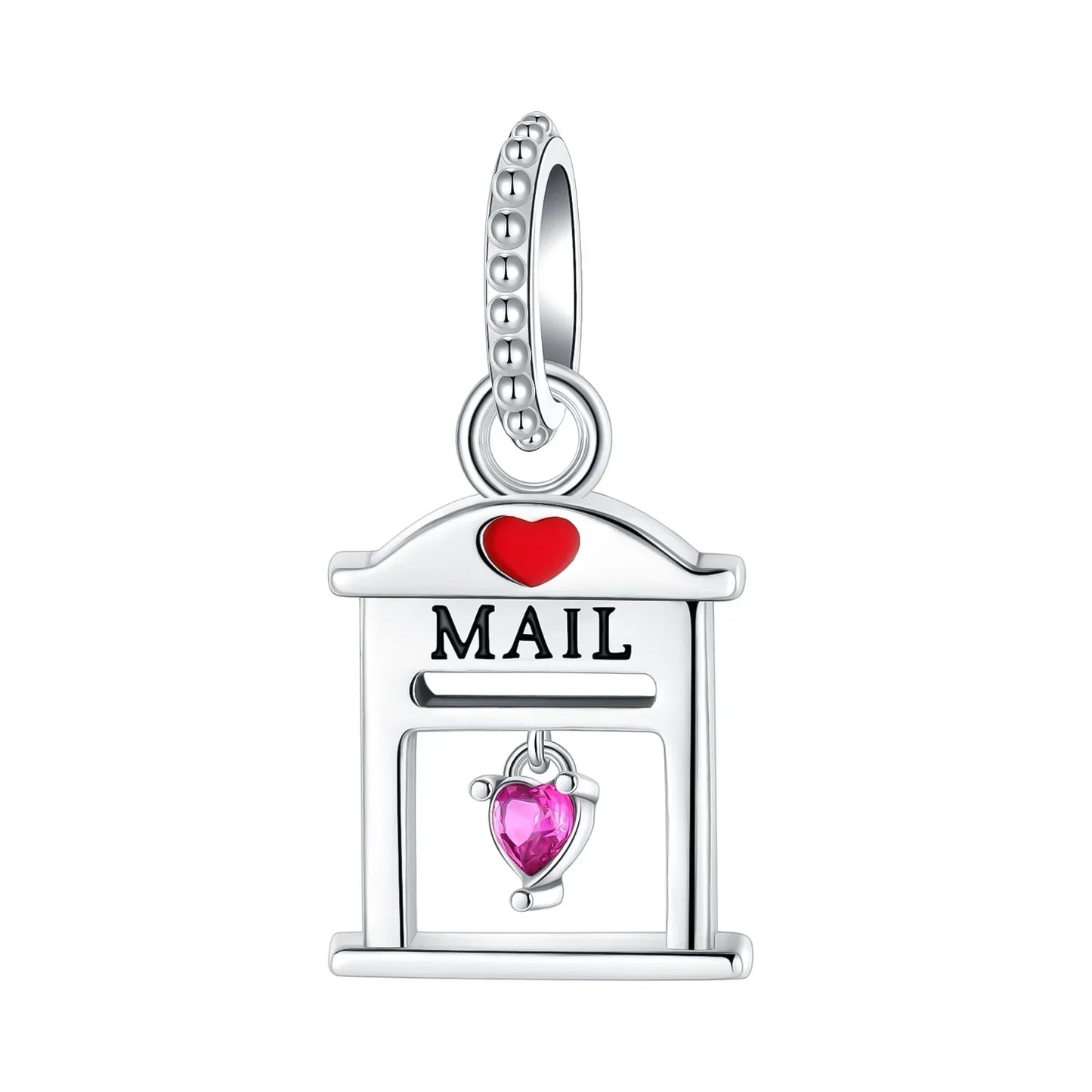 Romantic 925 Sterling Silver Pink Lipstick Heart Bow Rose Flower Zircon Charm Bead for DIY Bracelet Jewelry Gift