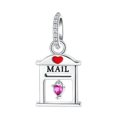Romantic 925 Sterling Silver Pink Lipstick Heart Bow Rose Flower Zircon Charm Bead for DIY Bracelet Jewelry Gift