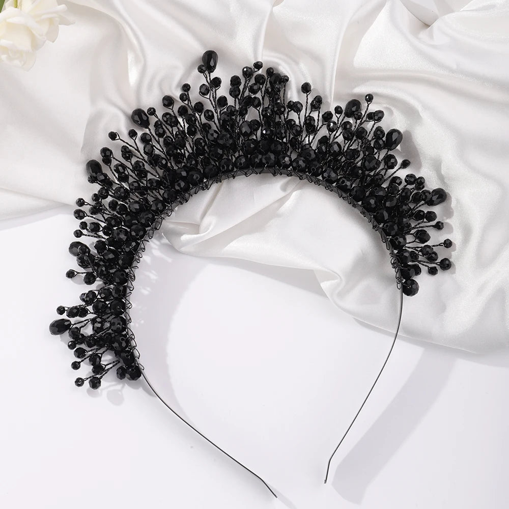 Luxury Crystal Bridal Crown Headband with Silver Diamonds Handmade Wedding Hair Accessories for Elegant Brides and Bridesmaids