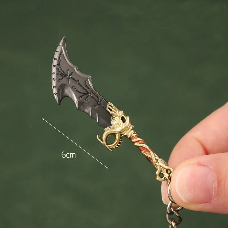 Mini God of War Kratos Blade of Chaos Keychain Metal Model for Men Party Jewelry