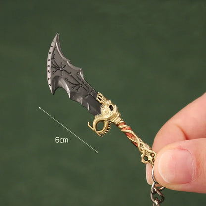 Mini God of War Kratos Blade of Chaos Keychain Metal Model for Men Party Jewelry