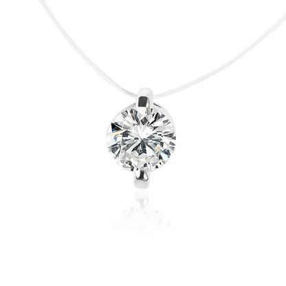 Elegant Invisible Heart Choker Necklace with Rhinestone Zircon for Women