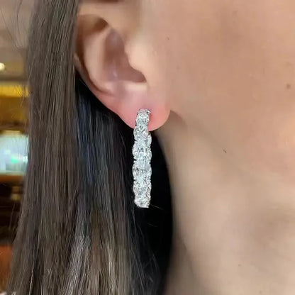 Huitan Elegant Cubic Zirconia Hoop Earrings for Women Luxurious Statement Jewelry