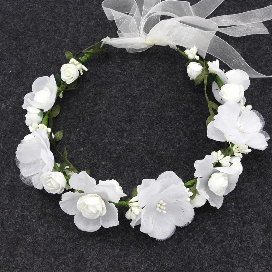 Elegant Bohemian Pearl Floral Headband for Romantic Beach Weddings