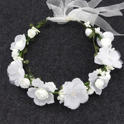 Elegant Bohemian Pearl Floral Headband for Romantic Beach Weddings