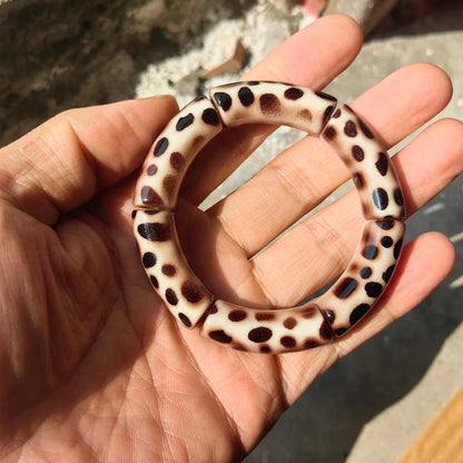 Vintage Leopard Print Acrylic Bamboo Stretch Bracelet for Women Fashion Jewelry 2025