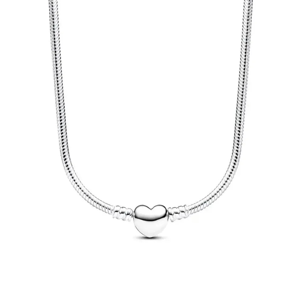 2025 European 925 Silver Pink and Red Heart-Shaped Necklace for Elegant Women