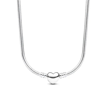 2025 European 925 Silver Pink and Red Heart-Shaped Necklace for Elegant Women