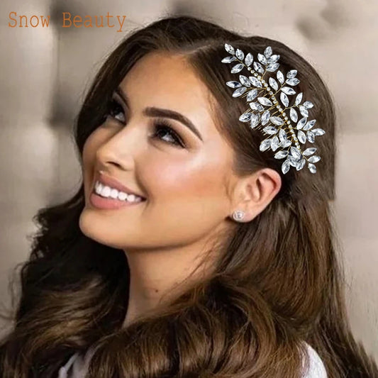 Elegant Crystal Bridal Hair Comb Silver Gold Wedding Headpiece for Women