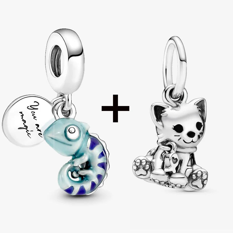 Chameleon and Turtle Pendant Beads for Charm Bracelets Jewelry Gift BD27