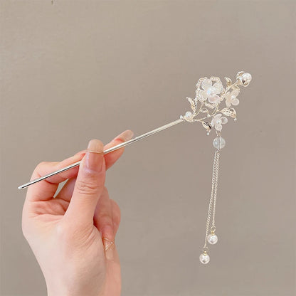 Elegant Chinese Tassel Hair Stick Floral Design Hairpin for Women