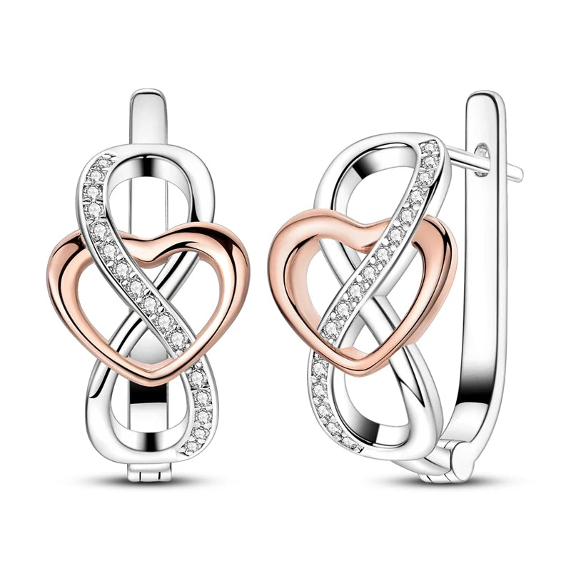 925 Sterling Silver Zirconia Hoop Earrings for Women Engagement Birthday Gift KTE452