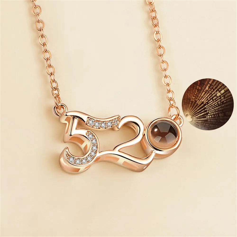 100 Languages I Love You Projection Pendant Necklace for Women gold-6