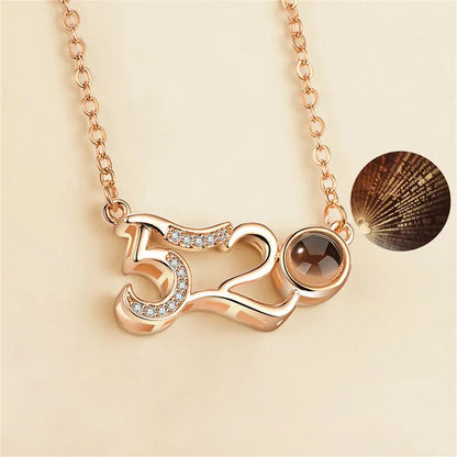 100 Languages I Love You Projection Pendant Necklace for Women gold-6
