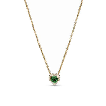 925 Silver Heart-Shaped Necklace with Purple Blue Green Zircon for Exquisite Jewelry Gifts for Women