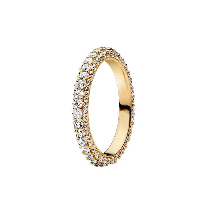 Elegant Gold-Tone 925 Sterling Silver Crown Heart Ring with Zircon for Women Watermelon red
