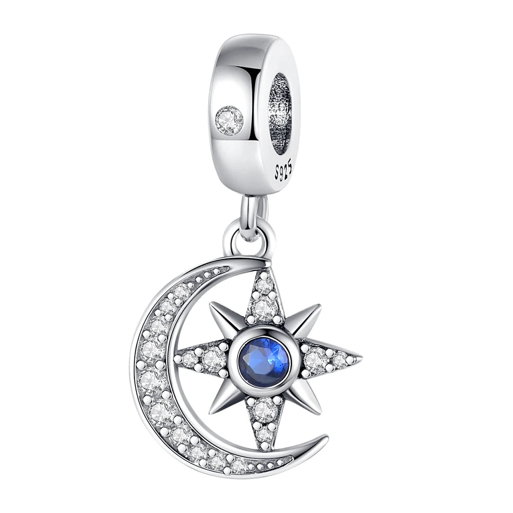 925 Sterling Silver Starry Sky Moon Earth Star Beads