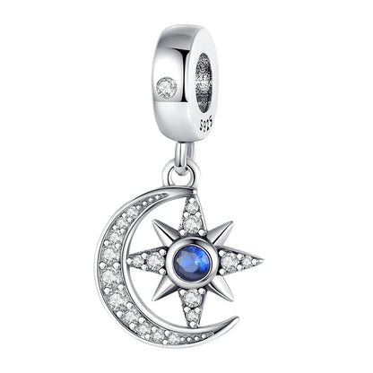 925 Sterling Silver Starry Sky Moon Earth Star Beads