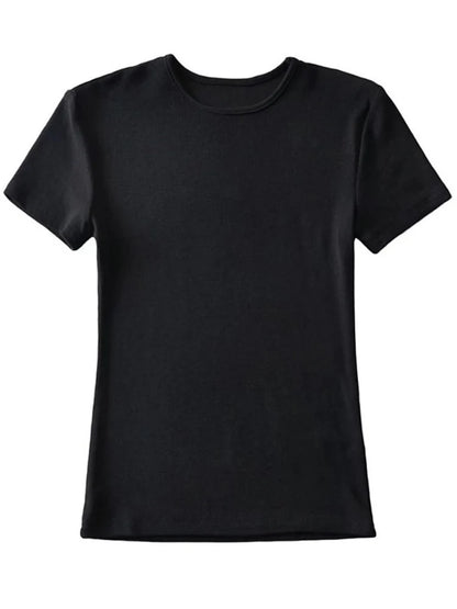 Slim Cotton Blend Cropped Tee For Women O Neck Summer