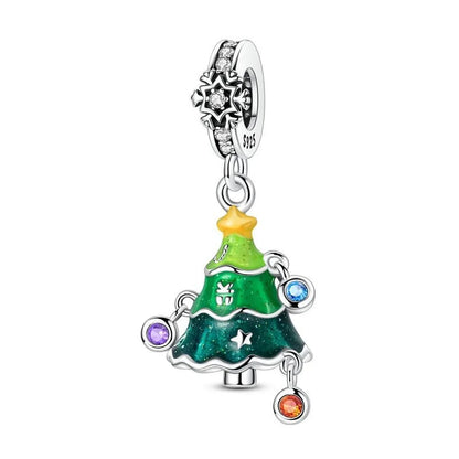 Original 925 Sterling Silver Christmas Charms Santa Claus Reindeer Earrings Beads for Necklace and Bracelet DIY Fine Jewelry Gifts