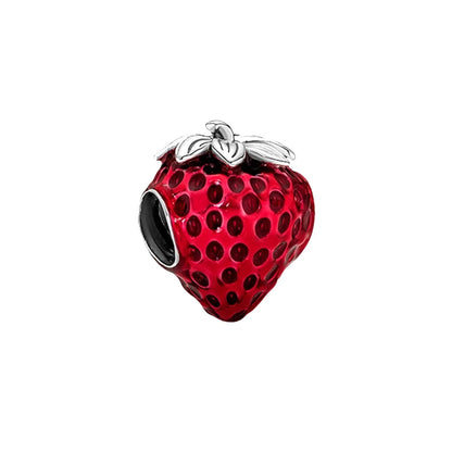 925 Silver Strawberry Cherry Durian DIY Dangle Beads