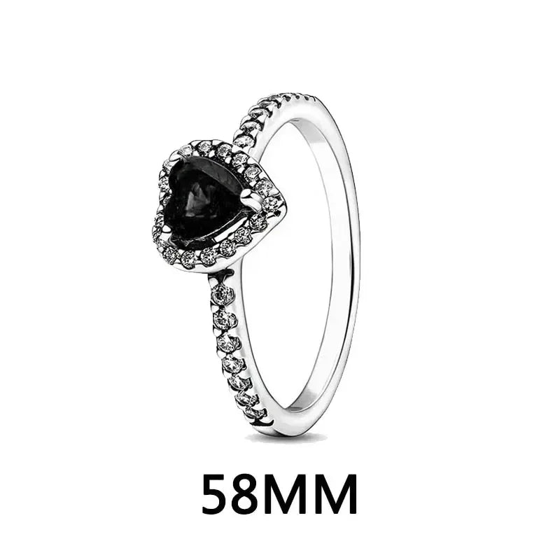 New 925 Sterling Silver Heart Shaped Earrings Rings Necklaces Pink Red Rainbow Luxury Set Sparkling Charm Jewelry Gifts 58MM35