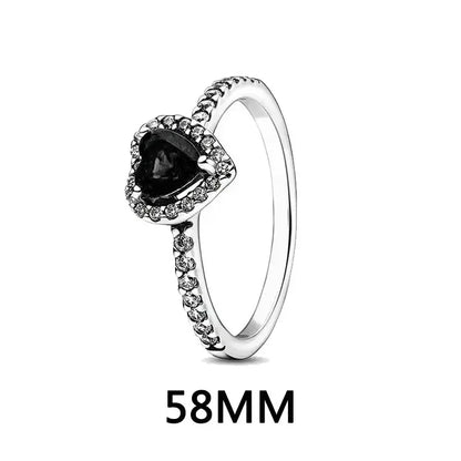 New 925 Sterling Silver Heart Shaped Earrings Rings Necklaces Pink Red Rainbow Luxury Set Sparkling Charm Jewelry Gifts 58MM35