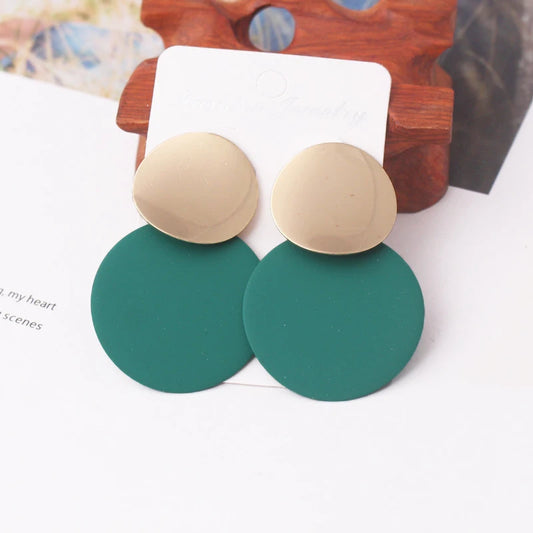 Elegant Double-Layer Round Pendant Drop Earrings for Women - European Fashion Zinc Alloy Dangles