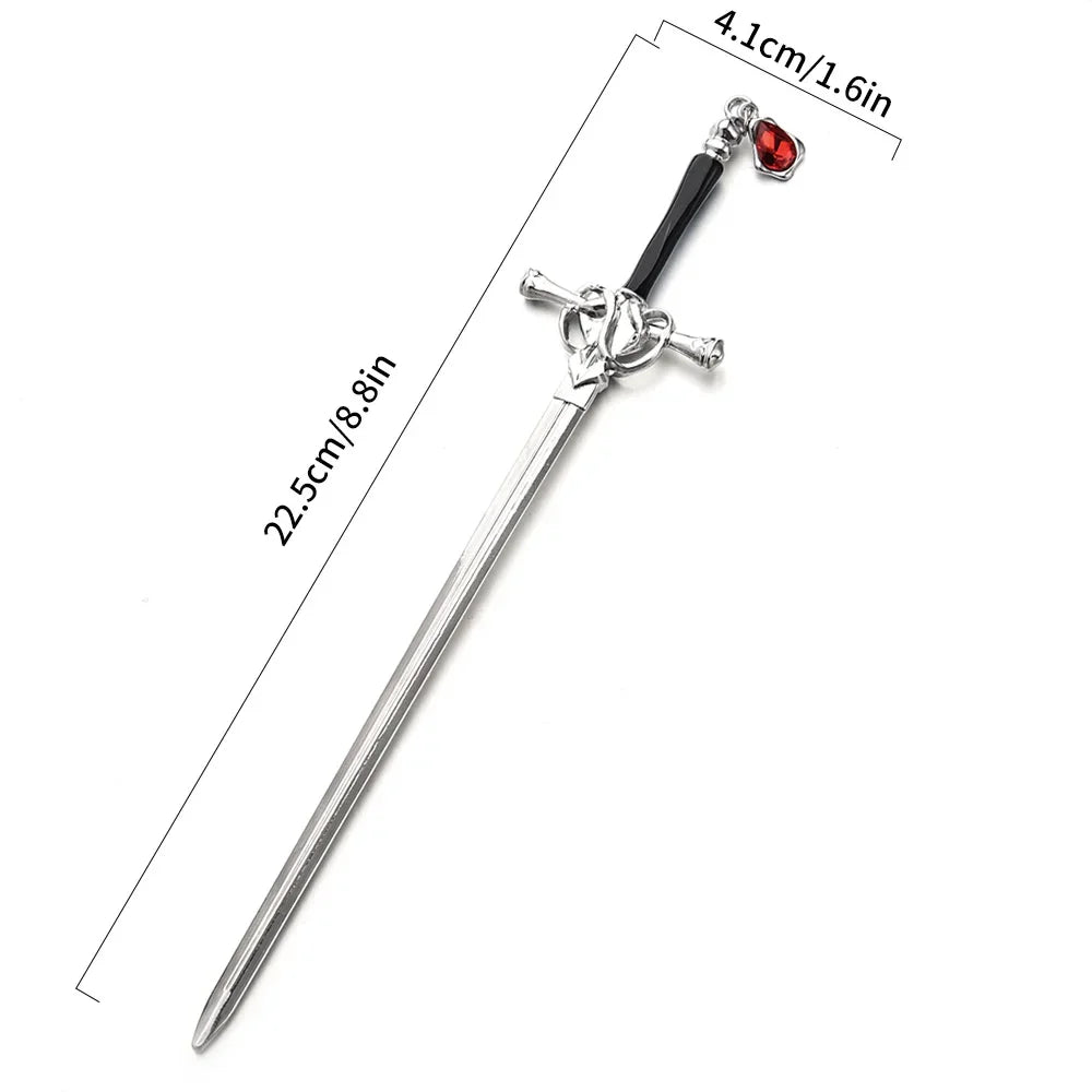 Vintage Chinese Style Ruby Sword Hairpins for Women
