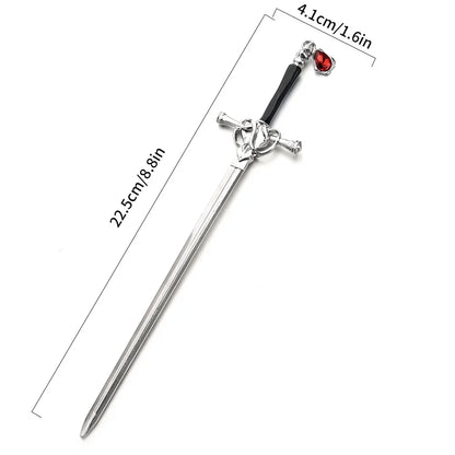 Vintage Chinese Style Ruby Sword Hairpins for Women
