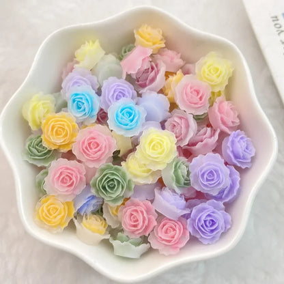 Vibrant 3D Kawaii Flower Nail Art Charms Set - 50 Piece Resin Manicure Decoration Kit