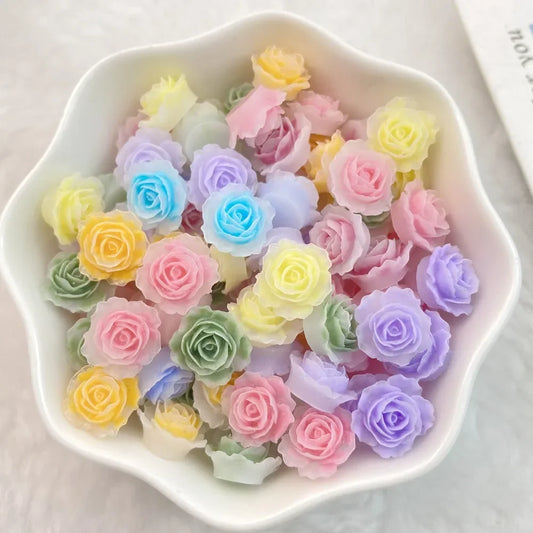 Vibrant 3D Kawaii Flower Nail Art Charms Set - 50 Piece Resin Manicure Decoration Kit
