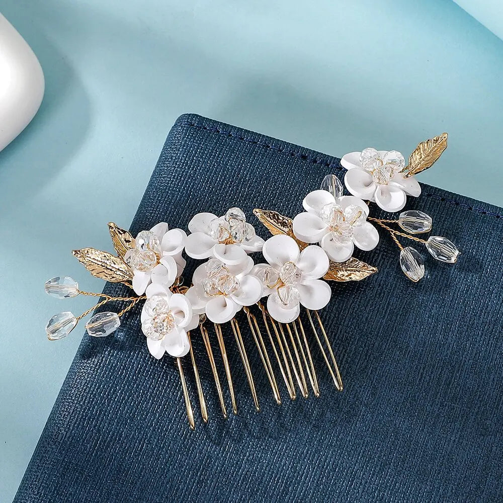 Korean Pearl Hair Combs - Handmade Hairpins & Clips for Women, Brides & Girls GE-12