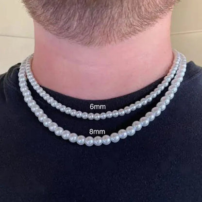 Elegant Unisex Pearl Necklace Handmade Bead Strand for Weddings and Banquets 2024 Trend