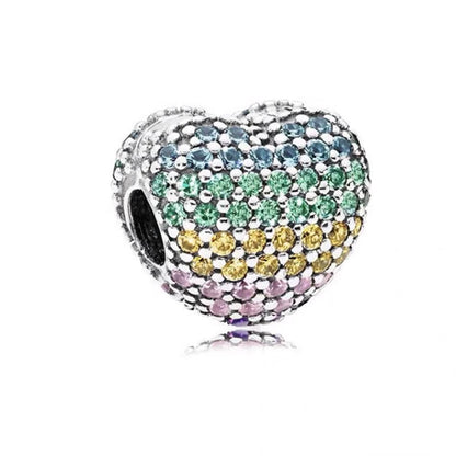 Sparkling Intertwined Love Hearts Charm Beads for 925 Sterling Silver Bracelet