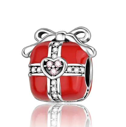 Original 925 Sterling Silver Christmas Charms Santa Claus Reindeer Earrings Beads for Necklace and Bracelet DIY Fine Jewelry Gifts