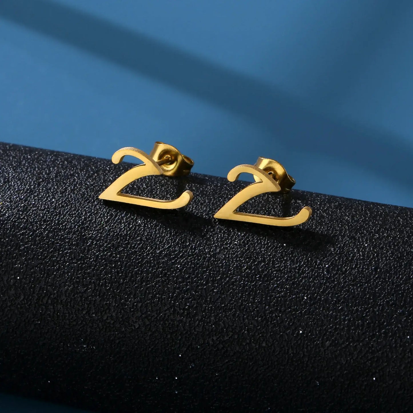 Tiny Stainless Steel Initial Letter Stud Earrings Gift V