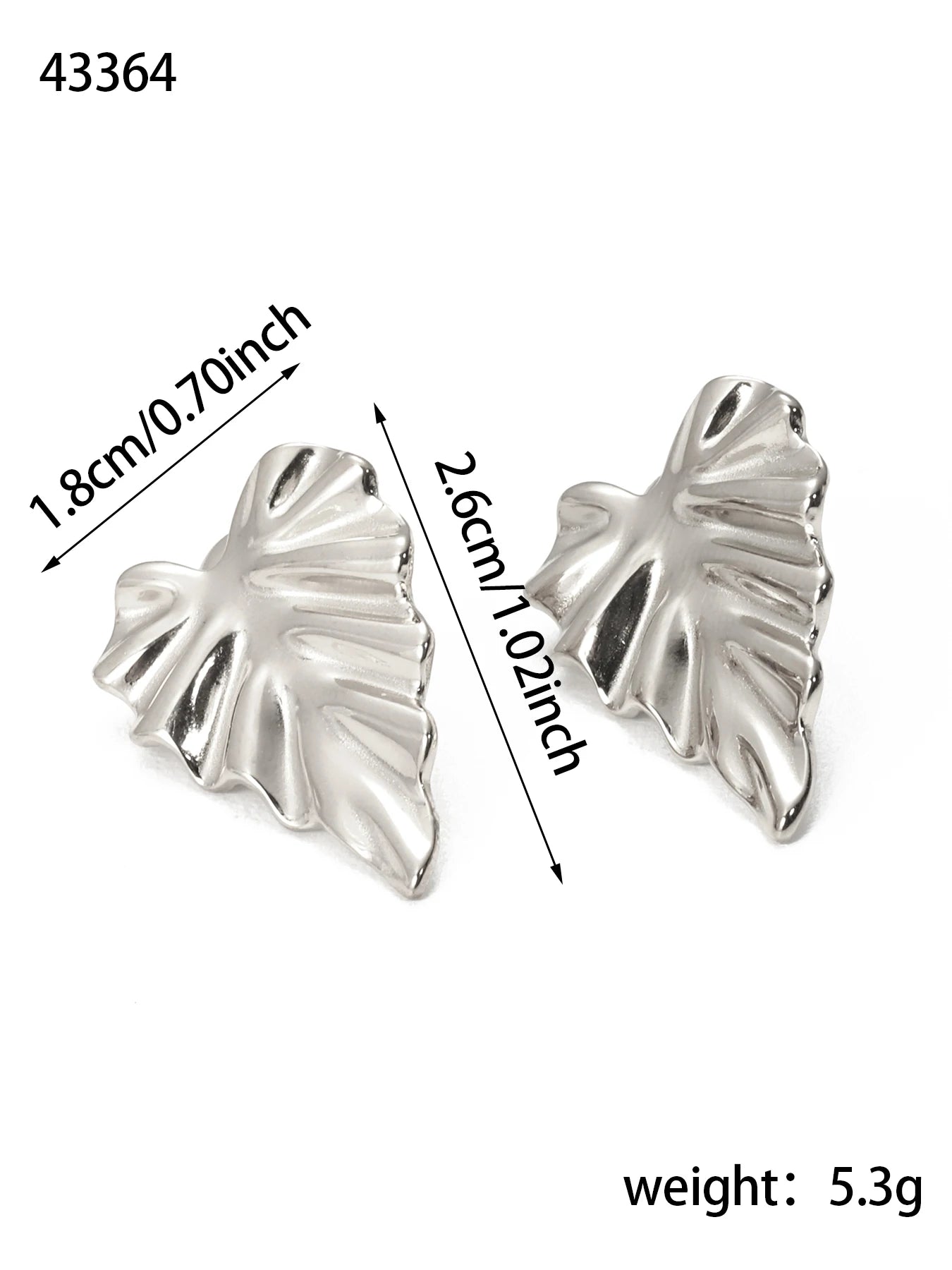 Elegant Pleated Texture Metal Earrings - Minimalist Stainless Steel Studs
