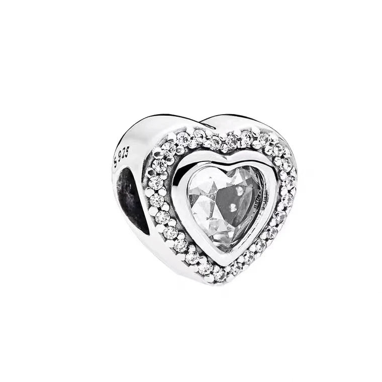 Sparkling Intertwined Love Hearts Charm Beads for 925 Sterling Silver Bracelet