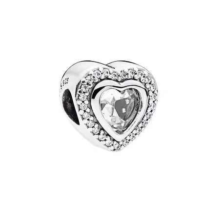 Sparkling Intertwined Love Hearts Charm Beads for 925 Sterling Silver Bracelet