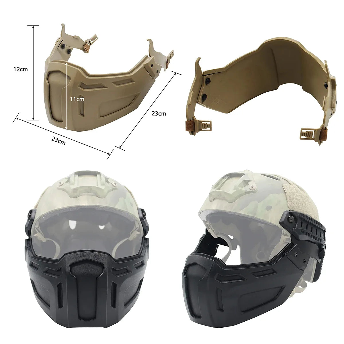 New Tactical FAST Helmet Half Face Mask With Flip Goggles