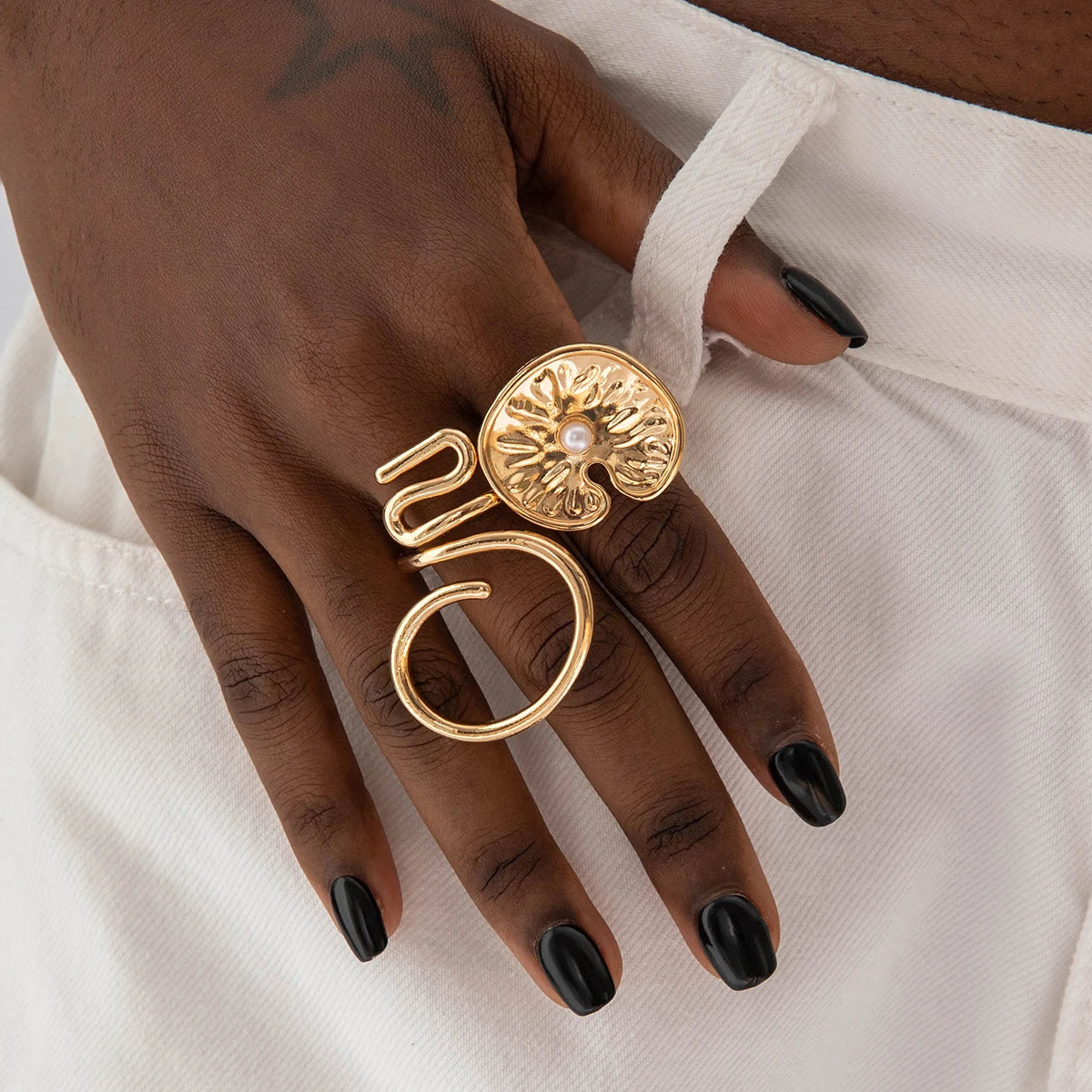 Tocona 2024 Vintage Gold Geometric Adjustable Rings Set for Women Fashion Jewelry Gifts