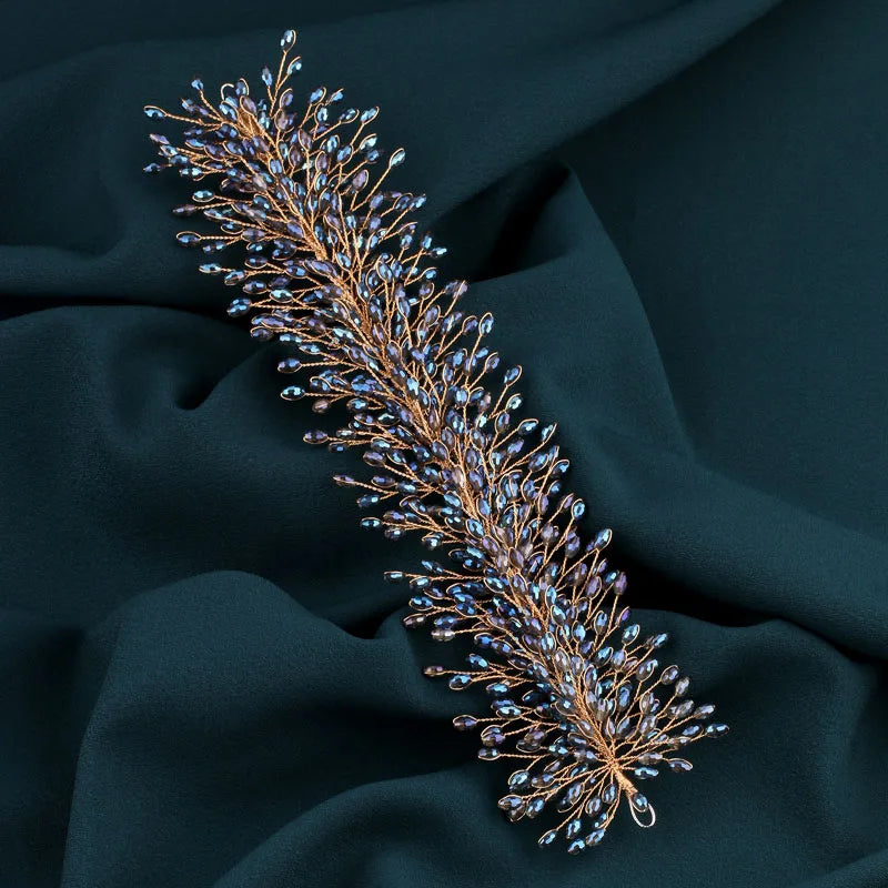 Luxury Handmade Bridal Hair Hoop with Crystal Rhinestone Headwear for Women Elegant Hair Ornament Jewelry