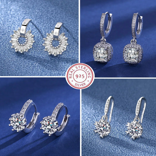 Sterling Silver CZ Crystal Plant Stud Earrings for Women and Teens