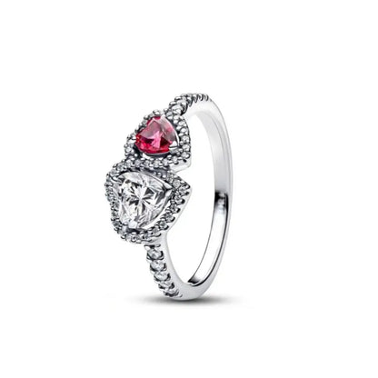 Elegant 2024 925 Silver Heart Charm Ring with Zircon for Women P2381