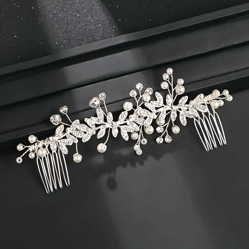Silver Pearl Rhinestone Bridal Hair Combs - Top-Rated Wedding Hair Accessories for Women Silver 11