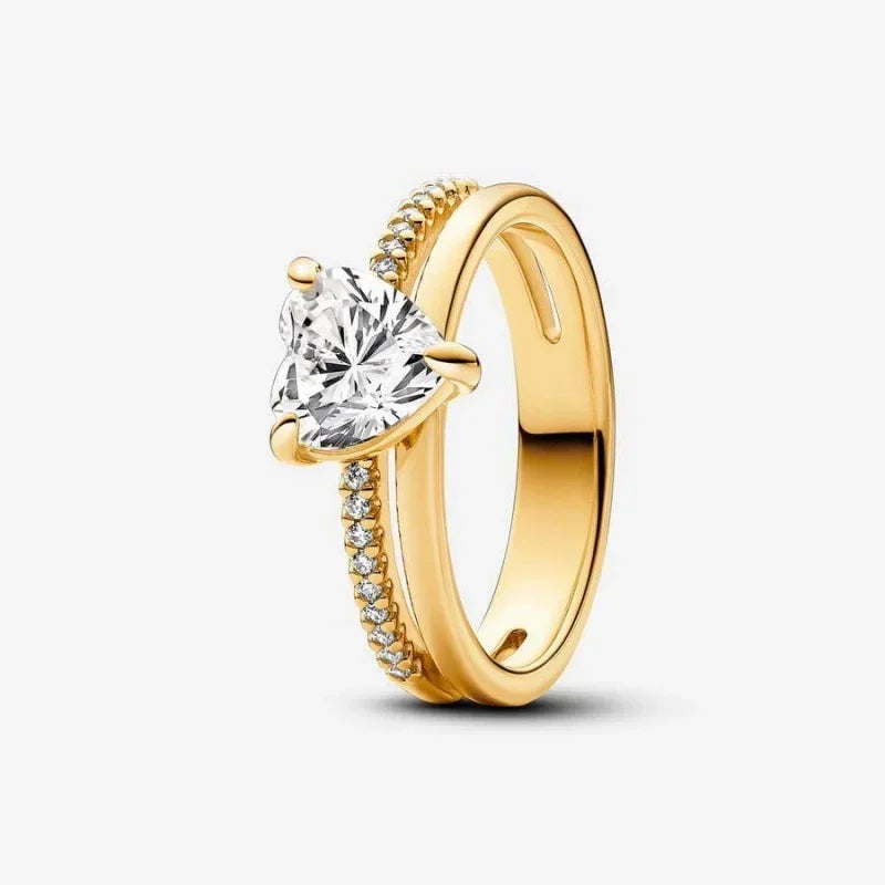 Original 925 Sterling Silver Heart Crown Bow Moon Shell Colorful Crystal Ring for Women Fine Jewelry Gift XR185