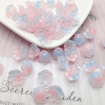 30 Piece Colorful Flower Shape Glass Beads for DIY Jewelry Making and Handmade Accessories
