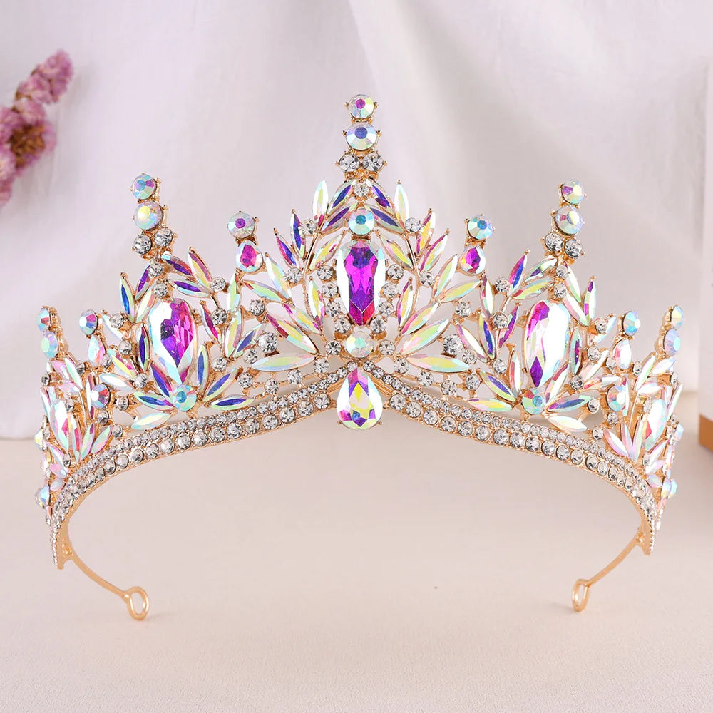 Diezi Baroque Vintage Crystal Tiara Crown for Women and Girls Wedding Party Elegant Rhinestone Hair Jewelry